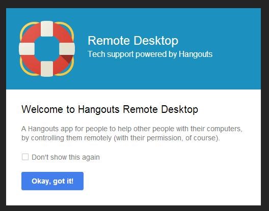 hangouts remote desktop interface
