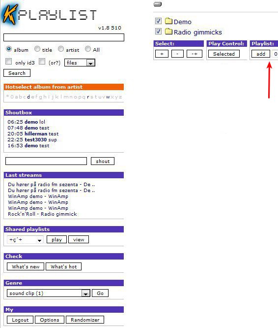 kPlaylist selecting folders