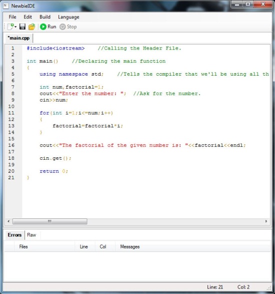 newbie ide C++ dode