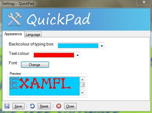 quickpad settings