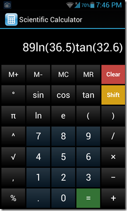 scientific calculator interface