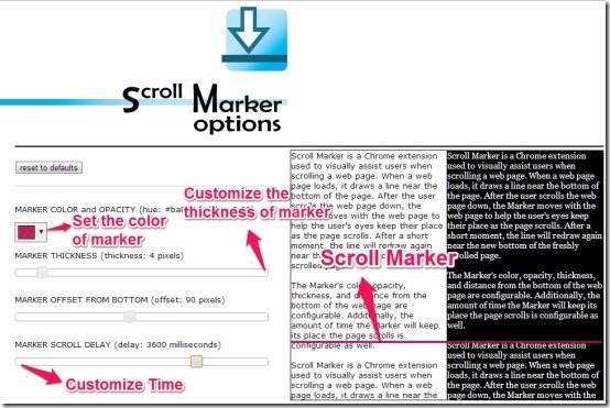 scroll marker options