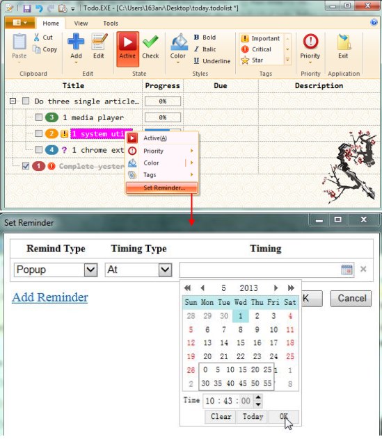 todo.exe set reminders