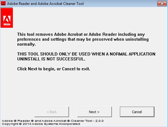 AcroCleaner default window