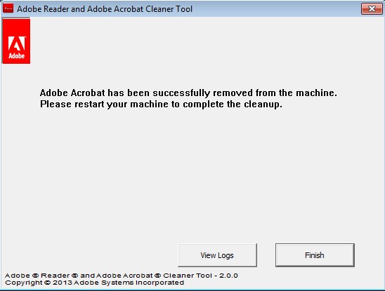 AcroCleaner finished uninstall