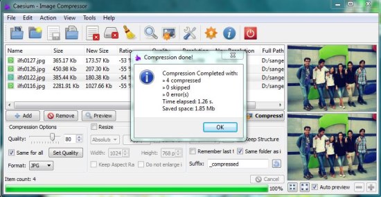 Caesium compression