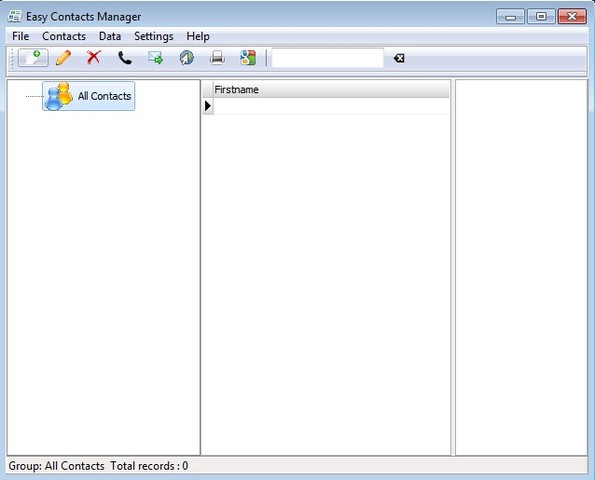 Easy Contacts Manager default window
