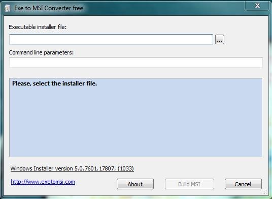 Exe to Msi Converter Free interface