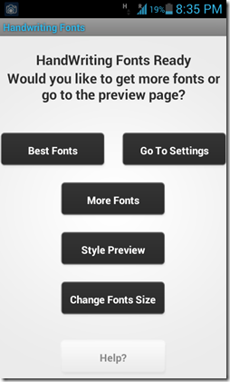 Fonts home screen