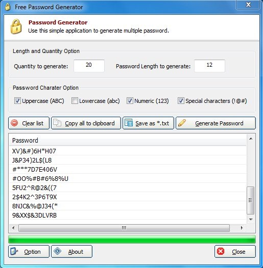 Free Password Generator password generation