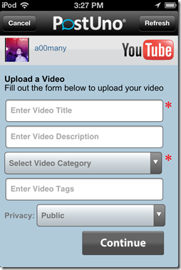 PostUno-uolaod video to youtube-post to Facebook and twitter