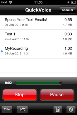 QuickVoice® Recorder-record-pause-resume-voice meter-voice recorder for iPhone