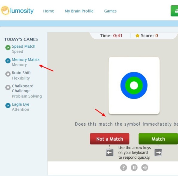 Lumosity exercises working