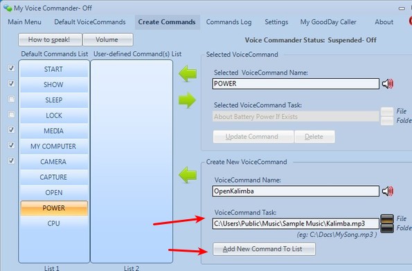 My Voice Commander creating commands