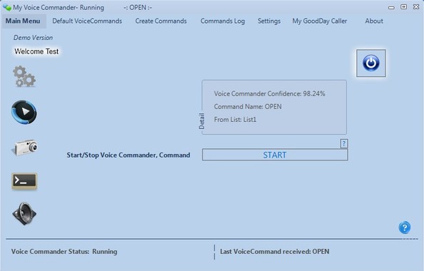 My Voice Commander default window