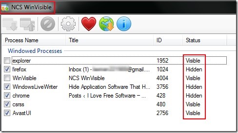 NCS WinVisible 01 free software to hide application