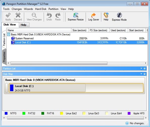 Paragon Partition Manager advanced interface