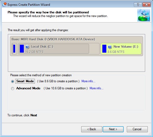 Paragon Partition Manager wizard