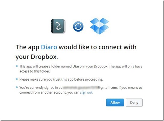Diaro Online-connect with dropbox-write online diary, journal and notes