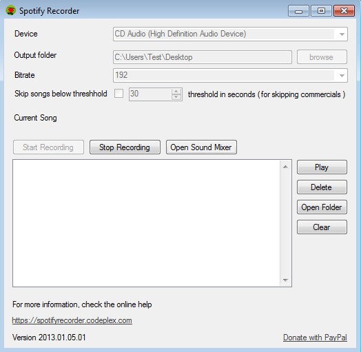 Spotify Recorder recording audio