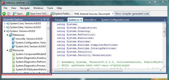 dotpeek assembly explorer