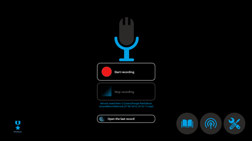 easy sound recorder main app screen