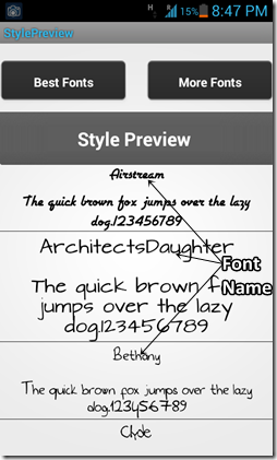 font style preview