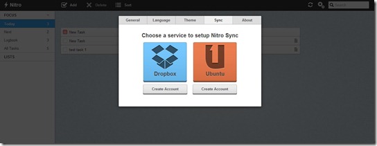 Nitro- Sync to Ubuntu One or Dropbox - task management