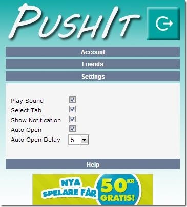 pushit settings