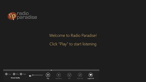 radio paradise main screen