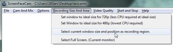 screenfacecam recording option