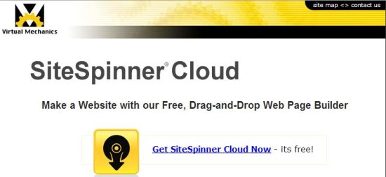 siteSpinner Cloud interface