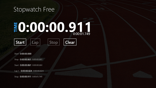 stopwatch lap times and stop times