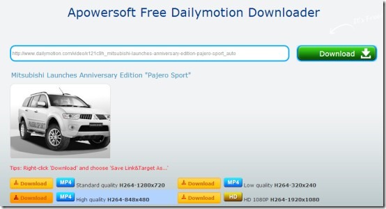 Apowersoft Free Dailymotion Downloader- main interface