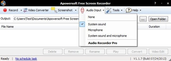 Apowersoft Free Desktop Recorder setting up recording