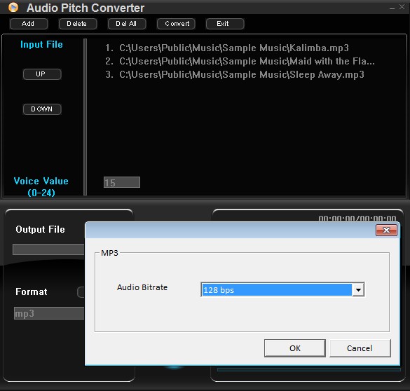Audio Pitch Converter selected files