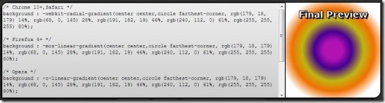 CSS Grady codes and preview