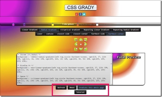 CSS Grady gradient whole page