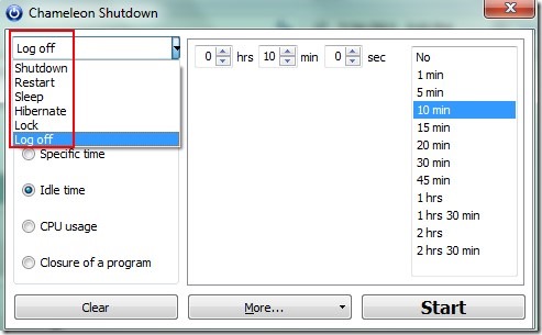 Chameleon Shutdown- parameters
