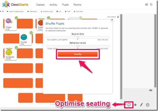 Class Charts Optimise seating