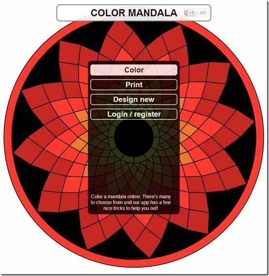 ColorMandala main interface