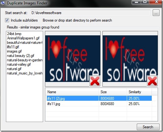 DupliFinder_search results 01 find duplicate images