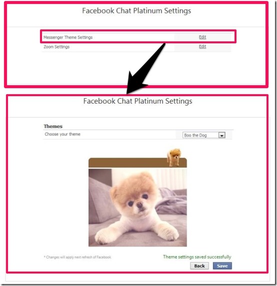 Facebook Chat Platinum theme settings