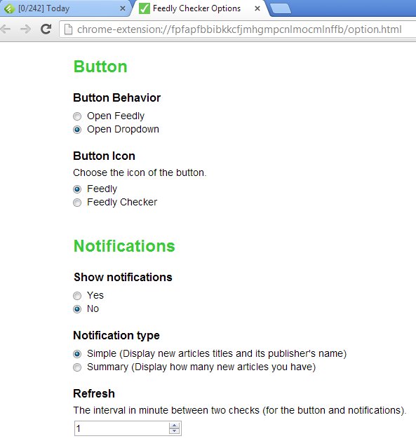 Feedly Checker settings