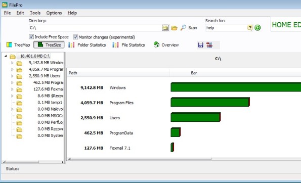 FilePro tree size option