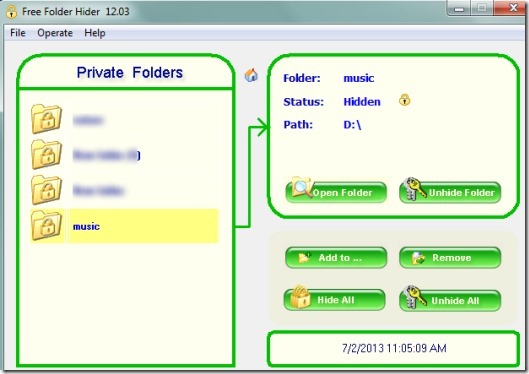 Free Folder Hider 01 software for hiding folders