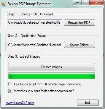 Fusion PDF Image Extractor- interface