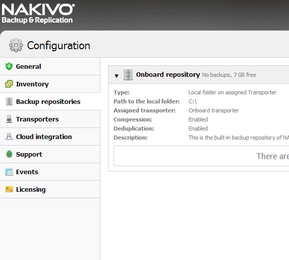 Nakivo default window