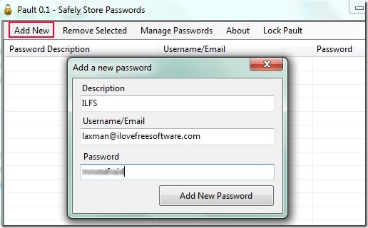 Pault- add a new password