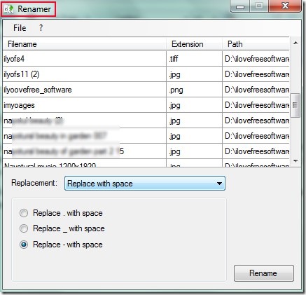 Renamer_main interface 01 rename files in batch